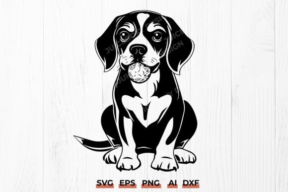 Beagle Dog with Ball SVG PNG DXF Clipart