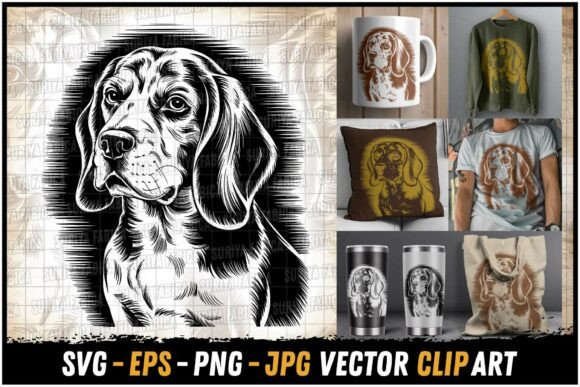 Beagle Portrait Dog Sketch Craft SVG