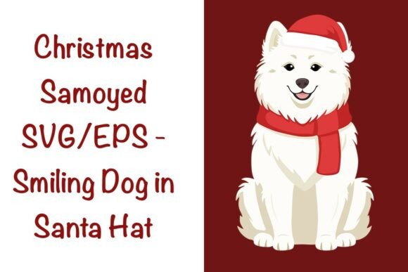 Christmas Samoyed SVG - Smiling Dog