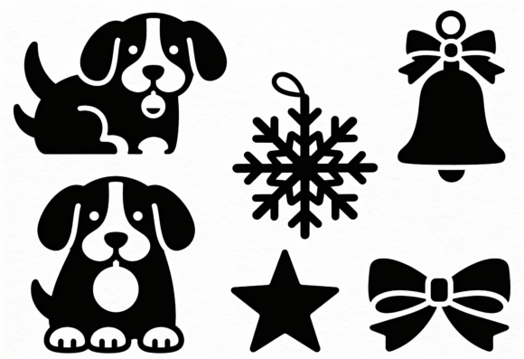 Cute Dog Christmas Ornaments SVG Clipart