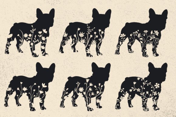 Floral French Bulldog SVG, Frenchie Dog