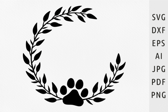 Floral Wreath Svg Frame Dog Paw Print
