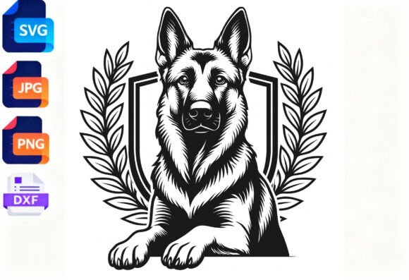 German Shepherd Crest SVG Clipart Dog
