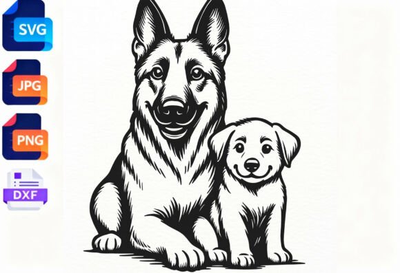 German Shepherd Dog and Puppy SVG Review
