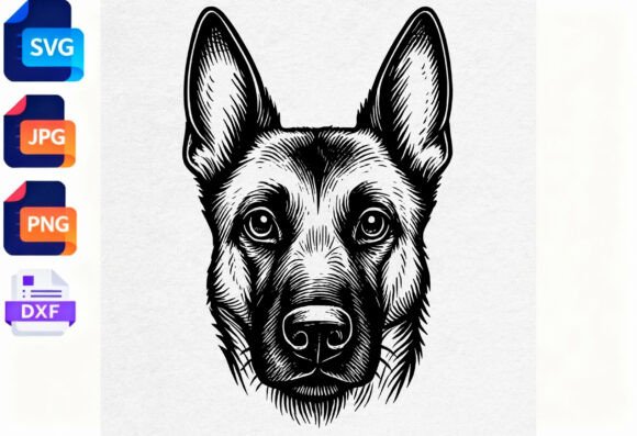German Shepherd Dog Head Sketch SVG PNG