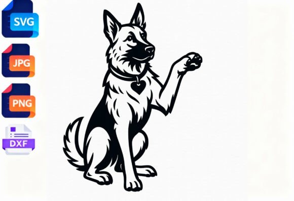 German Shepherd Dog Paw Raised SVG DXF