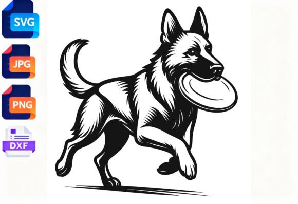 German Shepherd Dog Running Frisbee SVG Review