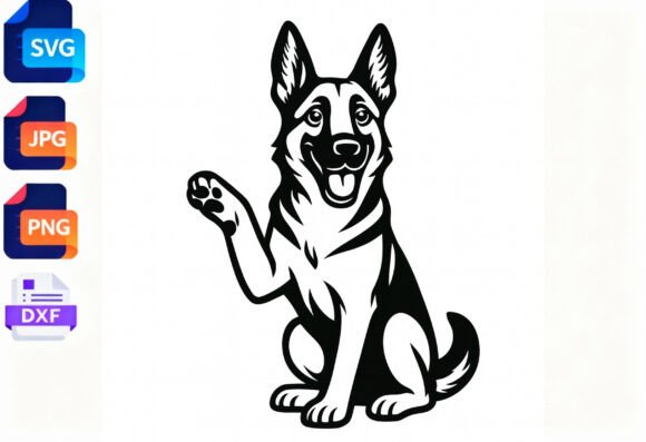 German Shepherd Dog Waving Paw SVG