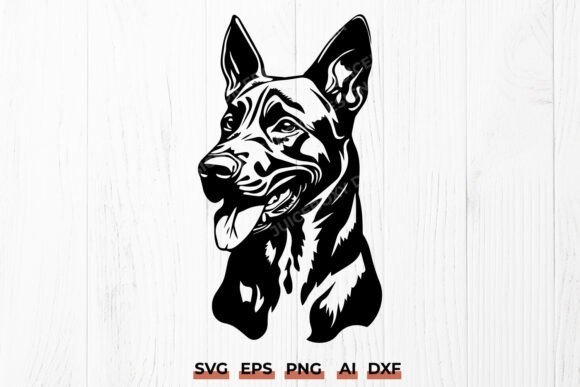 Happy Belgian Malinois SVG K9 Dog DXF