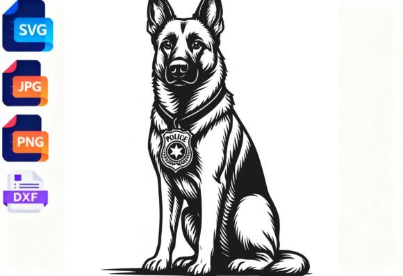 Police Dog German Shepherd SVG DXF PNG