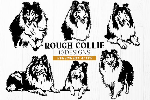 Rough Collie SVG Bundle Dog Silhouette